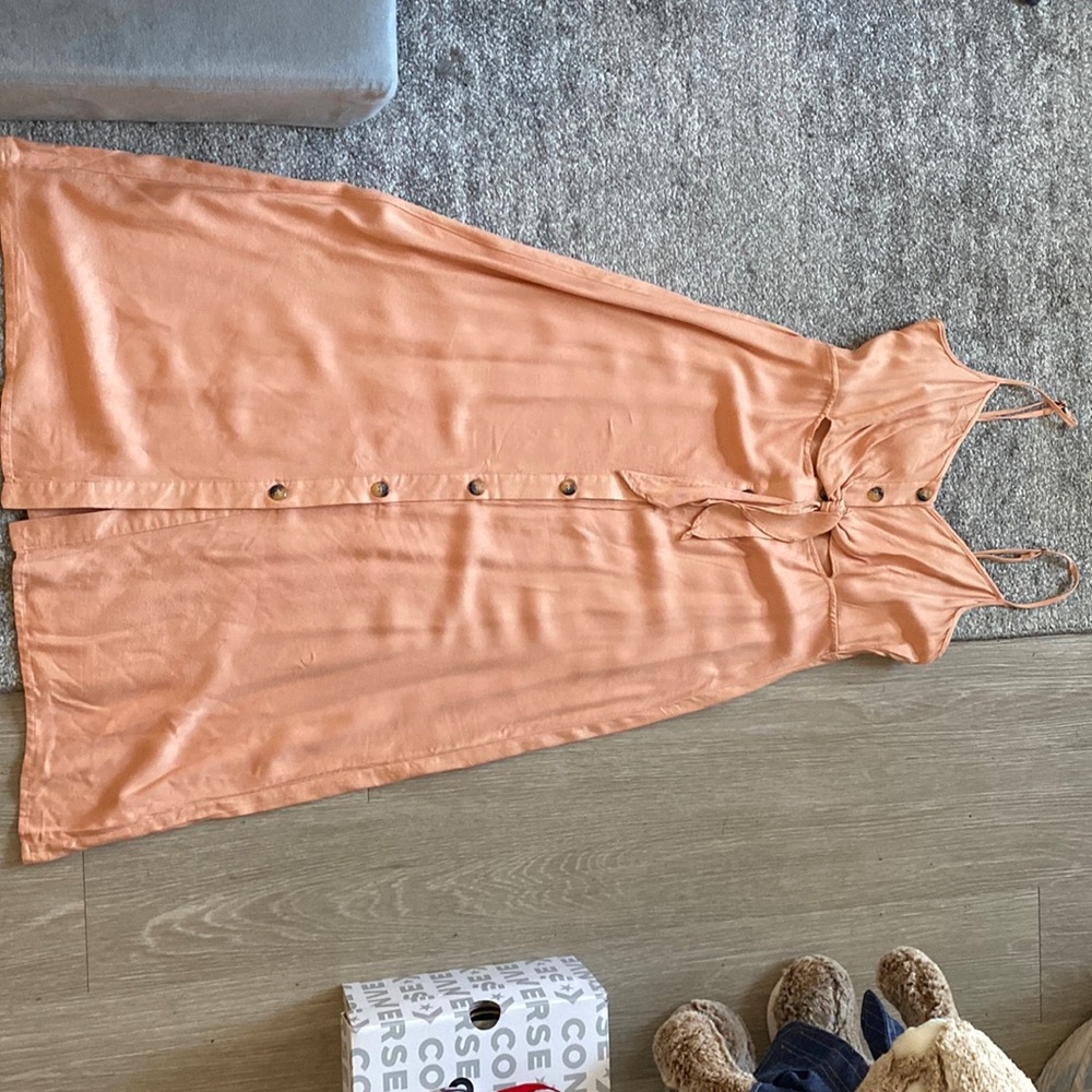 Peach tank style midi flowy dress sz small
